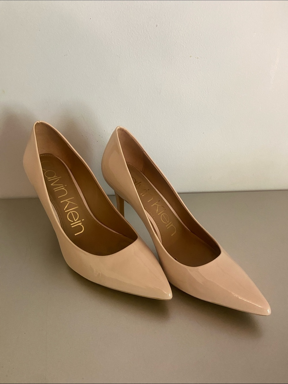 Calvin Klein Blush Patent Pointed-Toe Pumps